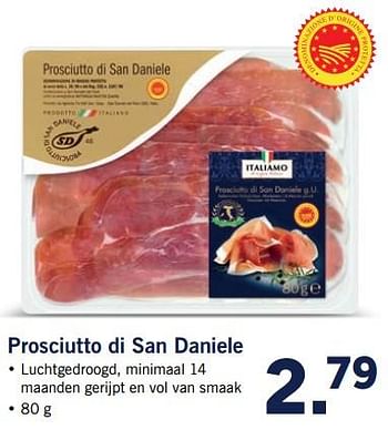 Aanbiedingen Prosciutto di san daniele - Italiamo - Geldig van 23/10/2017 tot 29/10/2017 bij Lidl