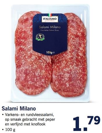 Aanbiedingen Salami milano - Italiamo - Geldig van 23/10/2017 tot 29/10/2017 bij Lidl