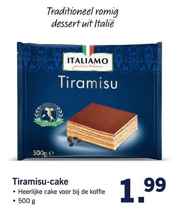 Aanbiedingen Tiramisu-cake - Italiamo - Geldig van 23/10/2017 tot 29/10/2017 bij Lidl