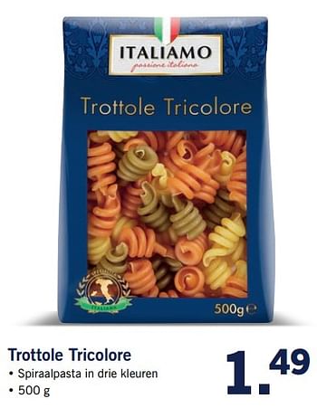 Aanbiedingen Trottole tricolore - Italiamo - Geldig van 23/10/2017 tot 29/10/2017 bij Lidl