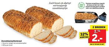 Aanbiedingen Zonnebloempittenbrood - Huismerk - Lidl - Geldig van 23/10/2017 tot 29/10/2017 bij Lidl