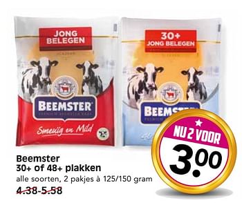 Aanbiedingen Beemster 30+ of 48+ plakken - Beemster - Geldig van 22/10/2017 tot 28/10/2017 bij Em-té