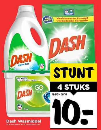 Aanbiedingen Dash wasmiddel - Dash - Geldig van 22/10/2017 tot 28/10/2017 bij Vomar