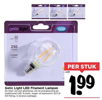 Aanbiedingen Getic light led filament lampen - Huismerk Vomar - Geldig van 22/10/2017 tot 28/10/2017 bij Vomar