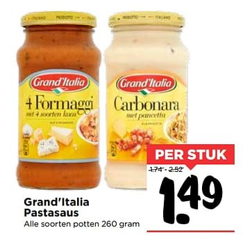 Aanbiedingen Grand`italia pastasaus - Grand Italia - Geldig van 22/10/2017 tot 28/10/2017 bij Vomar