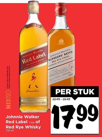 Aanbiedingen Johnnie walker red label - Johnnie Walker - Geldig van 22/10/2017 tot 28/10/2017 bij Vomar