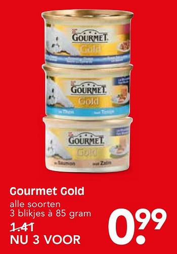 Aanbiedingen Gourmet gold alle soorten - Purina - Geldig van 22/10/2017 tot 28/10/2017 bij Em-té