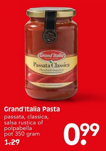 Aanbiedingen Grand`italia pasta passata, classica, salsa rustica of polpabella - Grand Italia - Geldig van 22/10/2017 tot 28/10/2017 bij Em-té