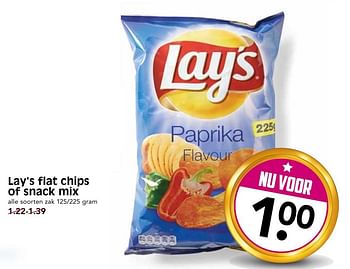 Aanbiedingen Lay`s flat chips of snack mix - Lay's - Geldig van 22/10/2017 tot 28/10/2017 bij Em-té