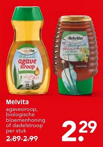 Aanbiedingen Melvita agavesiroop, biologische bloemenhoning of dadelstroop - Melvita - Geldig van 22/10/2017 tot 28/10/2017 bij Em-té