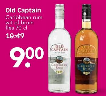 Aanbiedingen Old captain caribbean rum wit of bruin - Old Captain - Geldig van 22/10/2017 tot 28/10/2017 bij Em-té