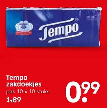 Aanbiedingen Tempo zakdoekjes - Tempo - Geldig van 22/10/2017 tot 28/10/2017 bij Em-té