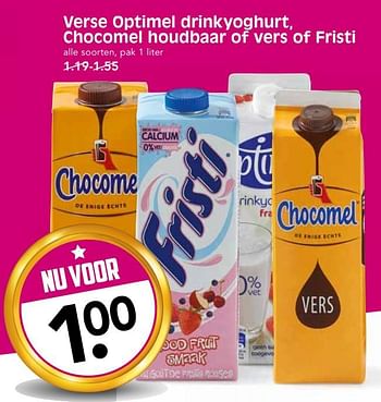 Aanbiedingen Verse optimel drinkyoghurt, chocomel houdbaar of vers of fristi - Huismerk - Em-té - Geldig van 22/10/2017 tot 28/10/2017 bij Em-té