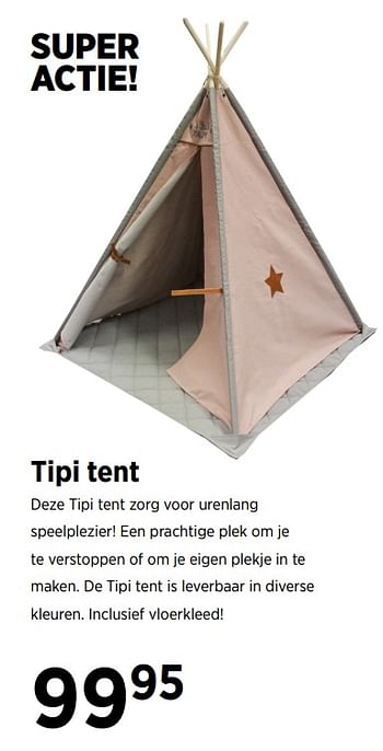 Aanbiedingen Tipi tent - Huismerk - Babypark - Geldig van 17/10/2017 tot 28/11/2017 bij Babypark