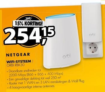 Aanbiedingen Wifi-systeem orbi rbk30 - Netgear - Geldig van 23/10/2017 tot 29/10/2017 bij Expert