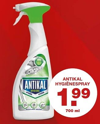 Aanbiedingen Antikal hygiënespray - Antikal - Geldig van 23/10/2017 tot 29/10/2017 bij Aldi