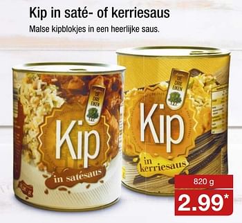 Aanbiedingen Kip in saté- of kerriesaus - De Drie Eiken - Geldig van 23/10/2017 tot 29/10/2017 bij Aldi