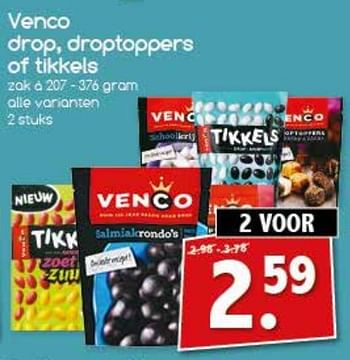 Aanbiedingen Venco drop, droptoppers of tikkels - Venco - Geldig van 23/10/2017 tot 28/10/2017 bij Agrimarkt