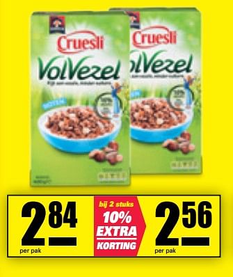 Aanbiedingen Cruesli vol vezel - Quaker - Geldig van 23/10/2017 tot 29/10/2017 bij Nettorama