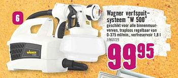 Aanbiedingen Wagner verfspuit- w 500 - Wagner Spraytechnic - Geldig van 23/10/2017 tot 29/10/2017 bij Hornbach
