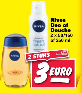 Aanbiedingen Nivea deo of douche - Nivea - Geldig van 23/10/2017 tot 29/10/2017 bij Nettorama