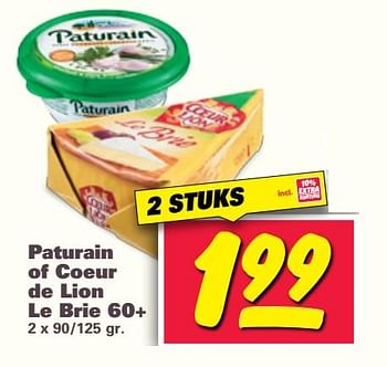 Aanbiedingen Paturain of coeur de lion le brie 60+ - Paturain - Geldig van 23/10/2017 tot 29/10/2017 bij Nettorama