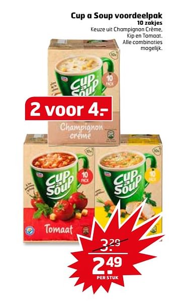 Aanbiedingen Cup a soup voordeelpak - Unox - Geldig van 24/10/2017 tot 29/10/2017 bij Trekpleister