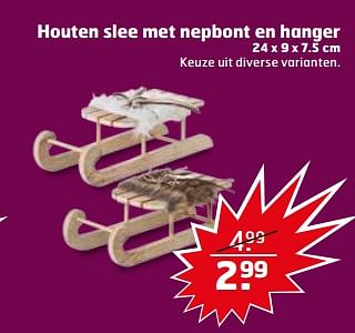 Aanbiedingen Houten slee met nepbont en hanger - Huismerk - Trekpleister - Geldig van 24/10/2017 tot 29/10/2017 bij Trekpleister