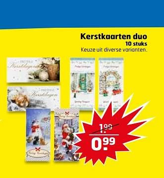 Aanbiedingen Kerstkaarten duo - Huismerk - Trekpleister - Geldig van 24/10/2017 tot 29/10/2017 bij Trekpleister