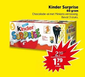 Aanbiedingen Kinder surprise chocolade-ei met minions verrassing - Kinder - Geldig van 24/10/2017 tot 29/10/2017 bij Trekpleister