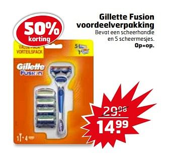 Aanbiedingen Gillette fusion voordeelverpakking - Gillette - Geldig van 24/10/2017 tot 29/10/2017 bij Trekpleister