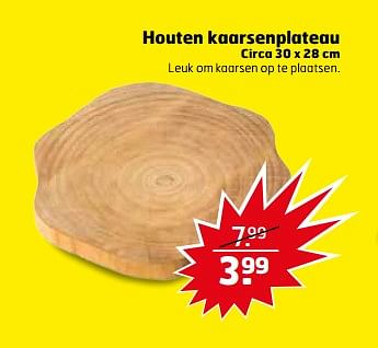 Aanbiedingen Houten kaarsenplateau - Huismerk - Trekpleister - Geldig van 24/10/2017 tot 29/10/2017 bij Trekpleister
