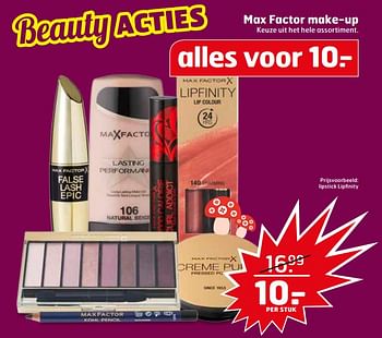 Aanbiedingen Lipstick lipfinity - Max Factor - Geldig van 24/10/2017 tot 29/10/2017 bij Trekpleister