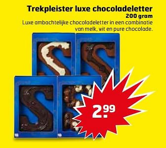 Aanbiedingen Trekpleister luxe chocoladeletter - Huismerk - Trekpleister - Geldig van 24/10/2017 tot 29/10/2017 bij Trekpleister