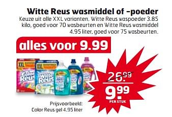 Aanbiedingen Witte reus wasmiddel of -poeder - Witte reus - Geldig van 24/10/2017 tot 29/10/2017 bij Trekpleister