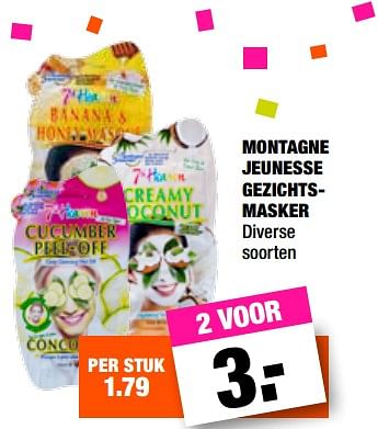 Aanbiedingen Montagne jeunesse gezichtsmasker - Montagne Jeunesse - Geldig van 23/10/2017 tot 05/11/2017 bij Big Bazar