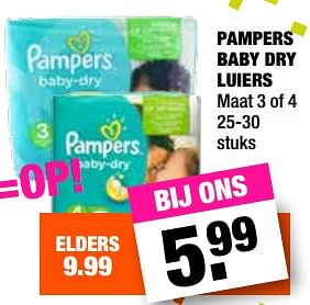 Aanbiedingen Pampers baby dry luiers - Pampers - Geldig van 23/10/2017 tot 05/11/2017 bij Big Bazar