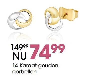 Aanbiedingen 14 karaat gouden oorbellen - Huismerk - Lucardi - Geldig van 09/10/2017 tot 12/11/2017 bij Lucardi