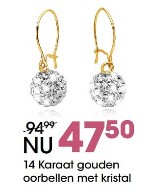 Aanbiedingen 14 karaat gouden oorbellen met kristal - Huismerk - Lucardi - Geldig van 09/10/2017 tot 12/11/2017 bij Lucardi