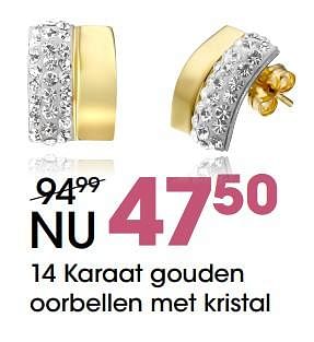 Aanbiedingen 14 karaat gouden oorbellen met kristal - Huismerk - Lucardi - Geldig van 09/10/2017 tot 12/11/2017 bij Lucardi