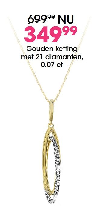 Aanbiedingen Gouden ketting met 21 diamanten, 0.07 ct - Huismerk - Lucardi - Geldig van 09/10/2017 tot 12/11/2017 bij Lucardi