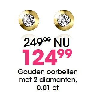 Aanbiedingen Gouden oorbellen met 2 diamanten, 0.01 ct - Huismerk - Lucardi - Geldig van 09/10/2017 tot 12/11/2017 bij Lucardi