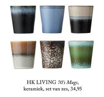 Aanbiedingen Hk living 70`s mugs, keramiek, set van zes - HK Living - Geldig van 05/09/2017 tot 31/12/2017 bij De Bijenkorf