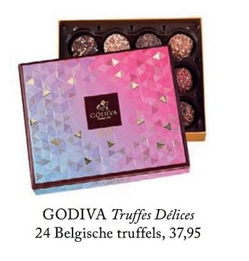 Aanbiedingen Truffes délices 24 belgische truffels - Godiva - Geldig van 05/09/2017 tot 31/12/2017 bij De Bijenkorf