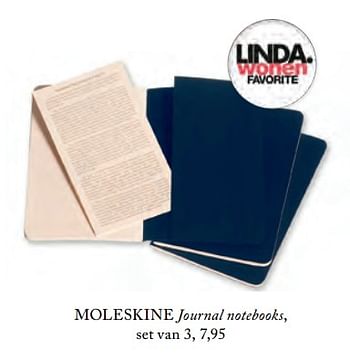 Aanbiedingen Moleskine journal notebooks - Moleskine - Geldig van 08/10/2017 tot 23/11/2017 bij De Bijenkorf