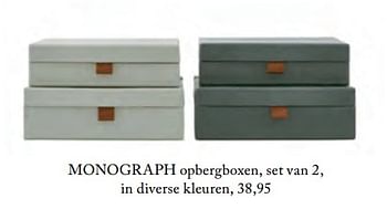 Aanbiedingen Monograph opbergboxen - Monograph - Geldig van 08/10/2017 tot 23/11/2017 bij De Bijenkorf