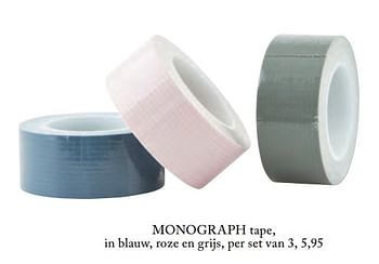 Aanbiedingen Monograph tape in blauw, roze of grijs - Monograph - Geldig van 08/10/2017 tot 23/11/2017 bij De Bijenkorf