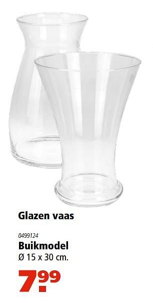 Aanbiedingen Glazen vaas buikmodel - Huismerk - Marskramer - Geldig van 19/10/2017 tot 01/11/2017 bij Marskramer