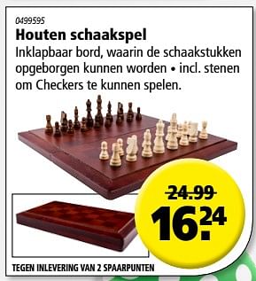 Aanbiedingen Houten schaakspel - Huismerk - Marskramer - Geldig van 19/10/2017 tot 01/11/2017 bij Marskramer