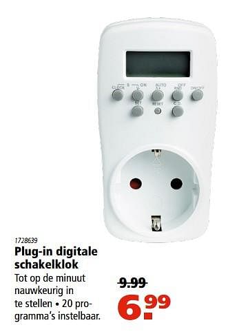 Aanbiedingen Plug-in digitale schakelklok - Huismerk - Marskramer - Geldig van 19/10/2017 tot 01/11/2017 bij Marskramer